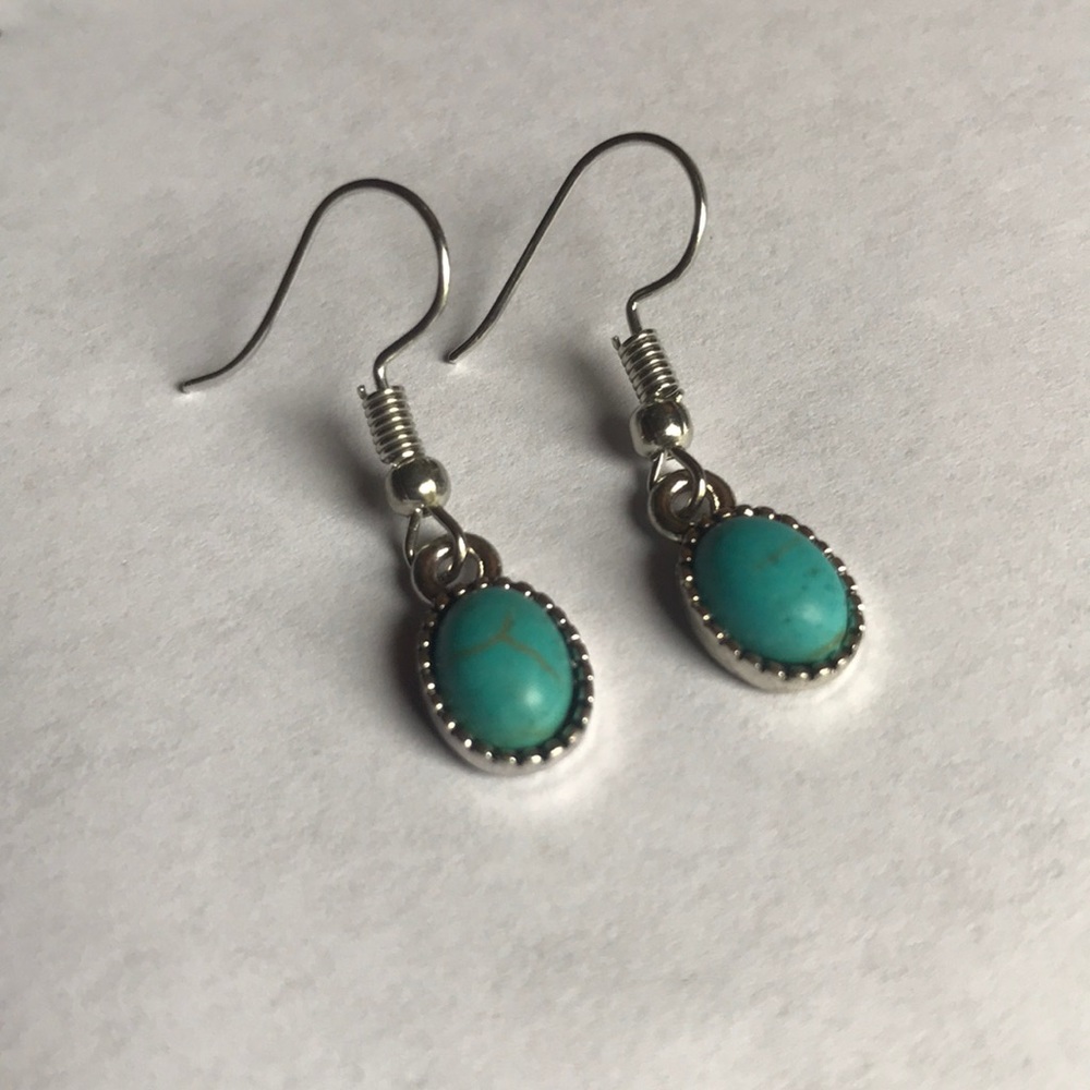 Silver and teal earrings